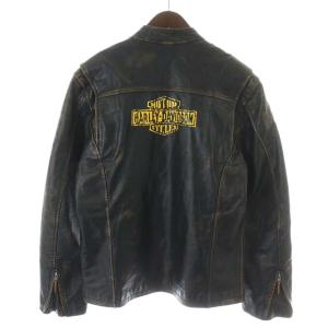 HARLEY DAVIDSON ライダースジャケット レザー シングル ペイント S 黒