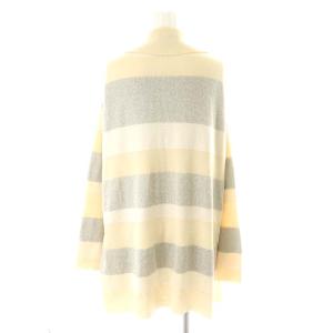 Salvatore Ferragamo カーディガン 長袖 ボーダー リネン混 シルク混 XL ベージュ グレー