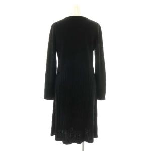 LANVIN ニットワンピース ひざ丈 長袖 ウール 36 ブラック