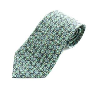 7793 ワイドタイ ネクタイ シルク 総柄 グリーン