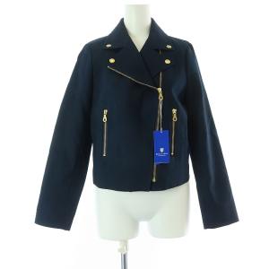 19SS ライダースジャケット ジャケット 裏地チェック柄 38 ネイビー