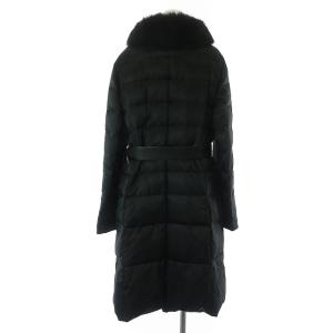 LEONARD FASHION ダウンコート フォックスファー 総柄 シルク XL 黒