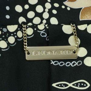 LEONARD FASHION ダウンコート フォックスファー 総柄 シルク XL 黒