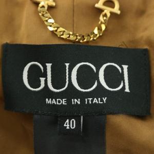 GUCCI ヴィンテージ チェスターコート ハーフ 金ボタン 40 ブラウン