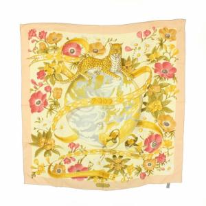 花柄 ヒョウ プリント スカーフ イタリア製 シルク マルチカラー