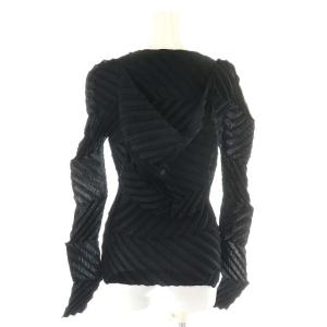 me ISSEY MIYAKE カットソー プリーツ フード ブラック