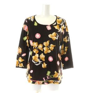 SPORT カットソー 長袖 コットン 花柄 40 ブラウン