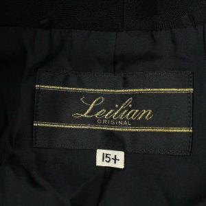 Leilian セットアップ ショールカラージャケット タイトスカート ひざ丈 総柄 ウール 15 ブラック