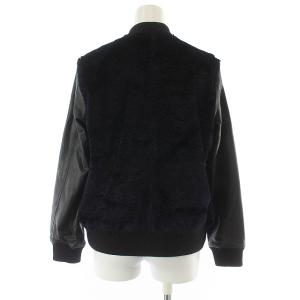 ANAYI ブルゾン ジャケット レザージャケット 羊革 切替 長袖 38 ネイビー ブラック