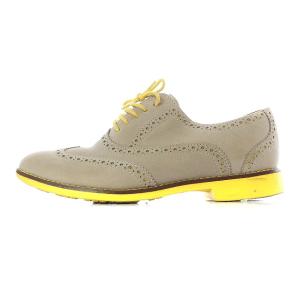 COLE HAAN ウィングチップ シューズ スウェード ヒール 6B グレー イエロー