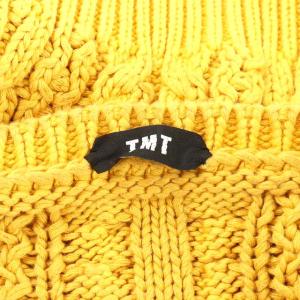 TMT ニット セーター 長袖 ケーブル編み コットン L イエロー TKN-F1502