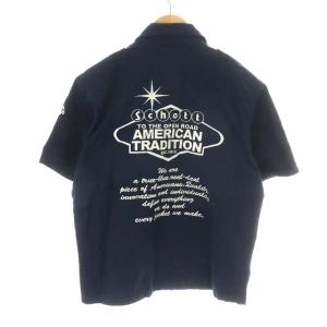 Schott ジャケット ジップ ミリタリー 刺繍 コットン 40 ブルー