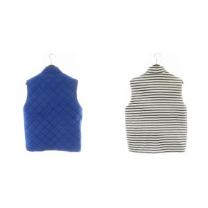 SOPHNET. ベスト リバーシブル キルティング ボーダー L 白 ホワイト 紺 ネイビー 青 ブルー