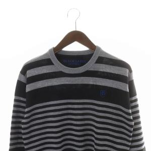 BLACK LABEL CRESTBRIDGE ニット セーター クルーネック ボーダー 長袖 2 グレー ブラック ブルー