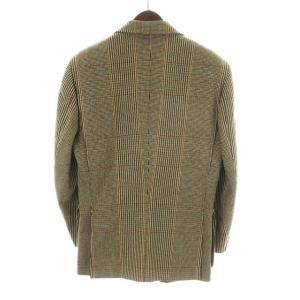 HUNTING WORLD ヴィンテージ テーラード ジャケット 千鳥格子 スエードレザー シングル L ベージュ