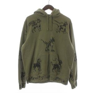 20SS Animals Hooded Sweatshirt 総柄 S カーキ