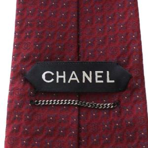 CHANEL ネクタイ ワイドタイ ココマーク 花柄 シルク レッド