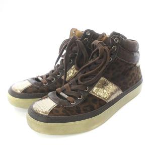 JIMMY CHOO スニーカー ハイカット シューズ レオパード柄 42.5 ブラウン