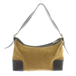 LOEWE アナグラム ショルダーバッグ スエード レザー 茶