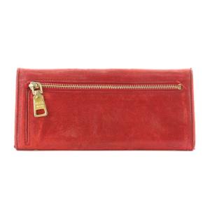 PRADA 長財布 二つ折り レザー フレイム ゴールド金具 レッド