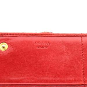 PRADA 長財布 二つ折り レザー フレイム ゴールド金具 レッド