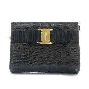 ヴァラリボン ポーチ ゴールド金具 ブラック