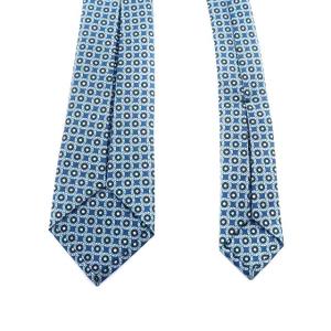 BVLGARI レギュラータイ ネクタイ 総柄 シルク ブルー