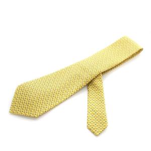 Salvatore Ferragamo ネクタイ ワイドタイ 総柄 シルク イエロー