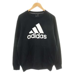 クルーネックスウェット トレーナー 長袖 ロゴ O ブラック ホワイト