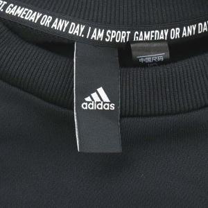 adidas クルーネックスウェット トレーナー 長袖 ロゴ O ブラック ホワイト