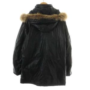 BALMAIN ダウンコート レザー ラクーンファー 5L 黒