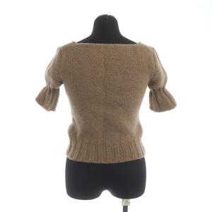 miumiu ニット セーター 五分袖 ショート丈 ダイヤモンドネック 44 ベージュ