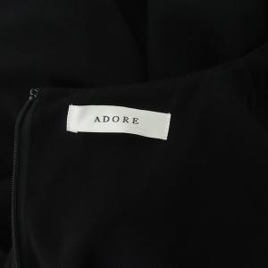 ADORE ドライダブルクロスAラインワンピース ロング 長袖 フレア 36 ブラック