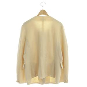 YVES SAINT LAURENT ウールニットジャケット ノーカラー ビジューボタン ヴィンテージ L ベージュ