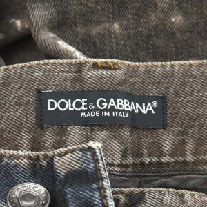 DOLCE&GABBANA 14 ロゴプレート ジーンズ ジーパン ジッパーフライ ペイント加工 44 M ブラウン