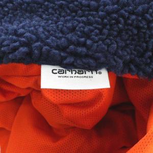 Carhartt ボアジャケット ロゴ コットン L オレンジ ネイビー