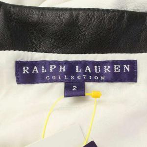 Ralph Lauren COLLECTION パープルレーベル ワンピース キャミワンピ ひざ丈 ラムレザー 羊革 絹 シルク 2 M 白 ホワイト 黒 ブラック
