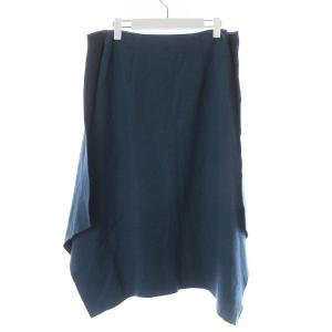 ADORE 18AW ウールスムースイレギュラーヘムスカート フレアスカート 36 ブルー 531-8220009