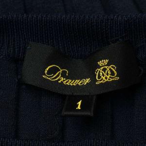 Drawer ニット リブニット 五分袖 カシミヤ混 シルク S ネイビー
