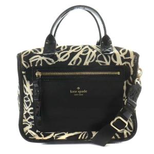 ハンドバッグ 2WAY 総柄 ナイロン ブラック