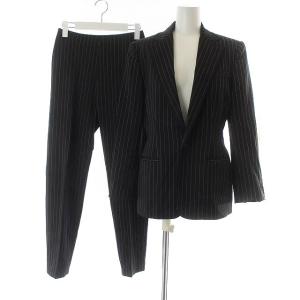 スーツ セットアップ テーラードジャケット パンツ スラックス ストライプ ウール 7 S ブラック