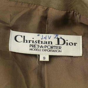 Christian Dior テーラードジャケット ヴィンテージ 羽織 ロゴ フェイクレザー 9 M 茶 ブラウン