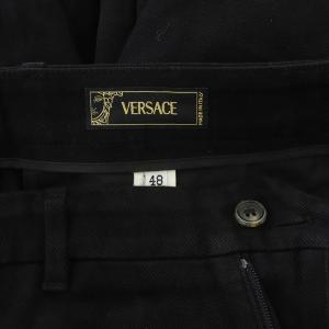 VERSACE コットンワイドデニムパンツ ストレート 48 ブラック