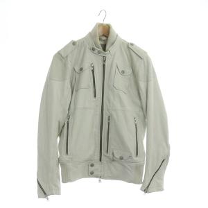 レザージャケット ジップアップ 羊革 ラムレザー S アイボリー