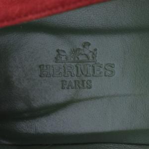 HERMES ジョイ バレエシューズ パンプス ローヒール スエード スクエアトゥ 37.5 レッド