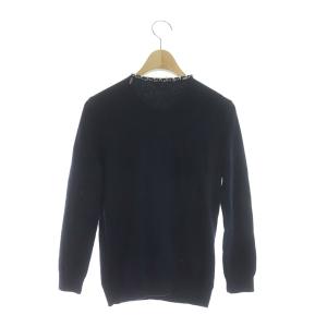GRACE CONTINENTAL カーディガン ニット ビジュー 九分袖 クルーネック 36 ネイビー