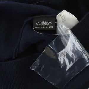 GRACE CONTINENTAL カーディガン ニット ビジュー 九分袖 クルーネック 36 ネイビー
