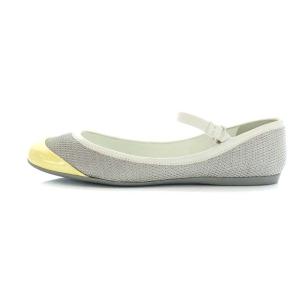 PRADA パンプス ストラップ ラウンドトゥ 36 グレー イエロー
