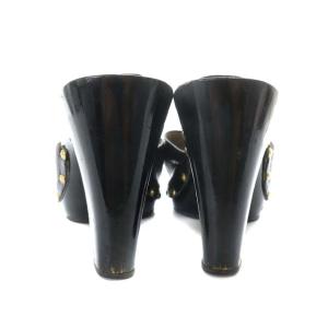 Salvatore Ferragamo ガンチーニ ミュール ヒール レザー 6 23.5cm 黒 ブラック