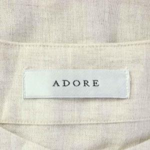 ADORE 21SS シアー麻ワンピース ワンピース ロング 七分袖 麻 リネン リボン紐 38 M ベージュ 531-1140504